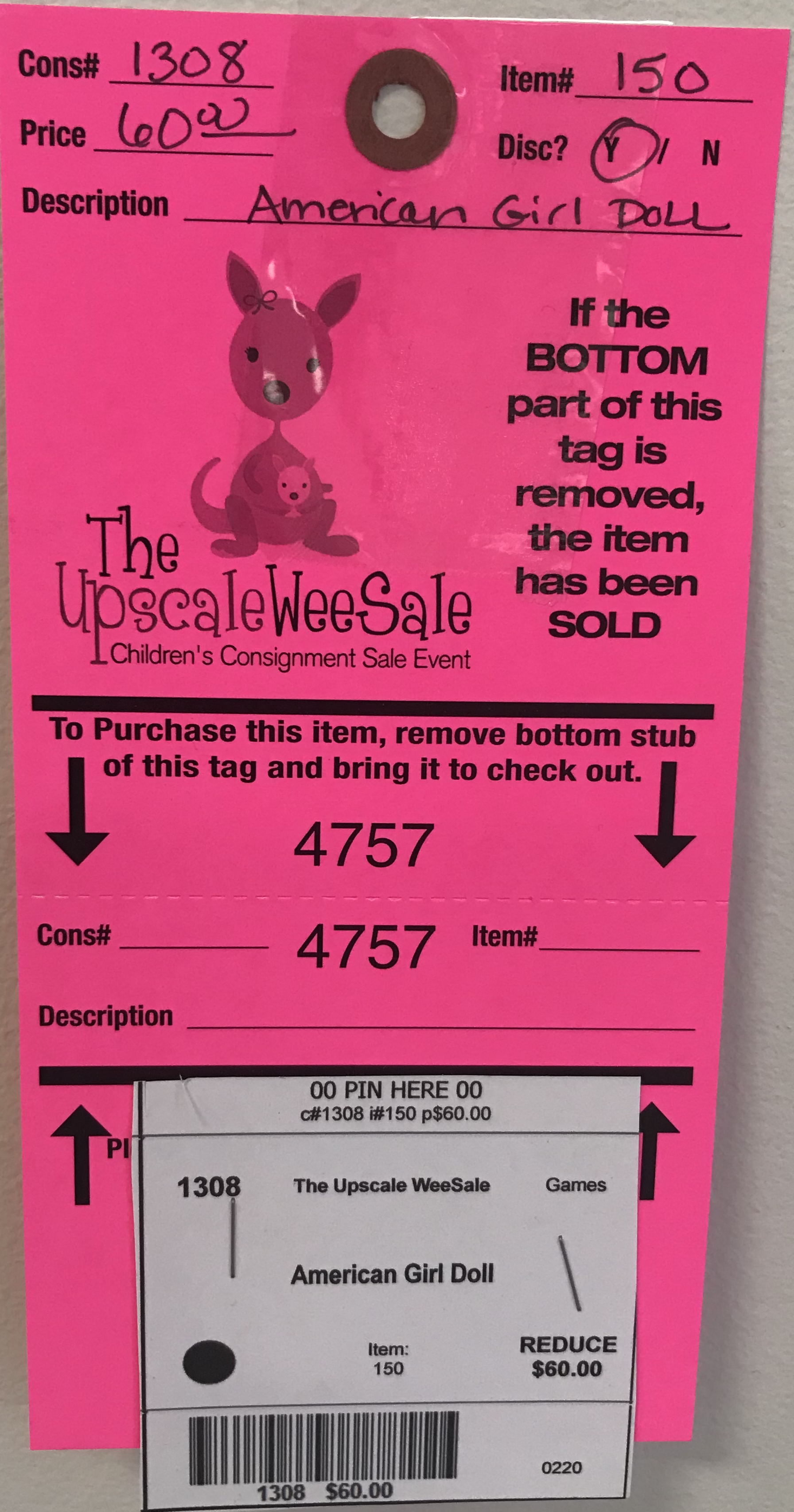 Perforated Unstrung Price Consignment Store Tags 2.75"x1.75" 100 White Large 